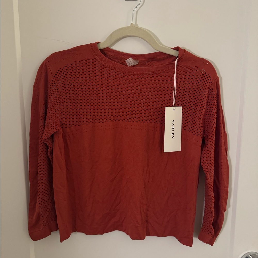 Varley Brick Red Halldale Mesh Long Sleeve